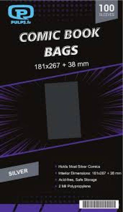 COMIC BOOK BAGS : SILVER  SIZE